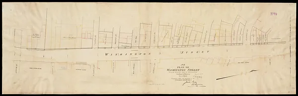 Plan of Washington Street showing proposed lines of widening from Asylum to Warren