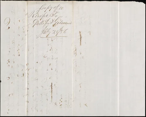 Copy of a receipt from W. A. Harrington to Gullifer and Gilman, 28 July 1856