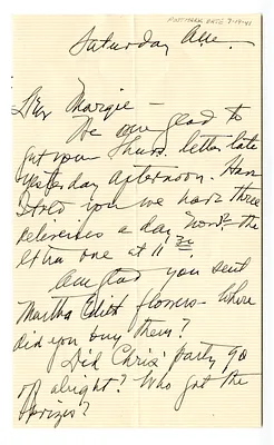 Letter from Bess W. Truman to Margaret Truman