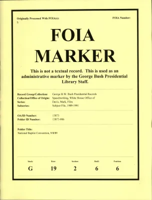 National Baptist Convention 9/8/89 [OA 8748]