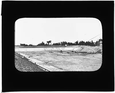 Distribution Department, Fisher Hill Reservoir, construction, Brookline, Mass., ca. 1886