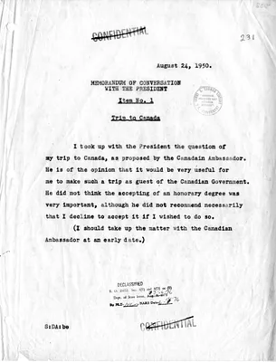 Memorandum of Conversation with Secretary of State Dean Acheson and President Harry S. Truman
