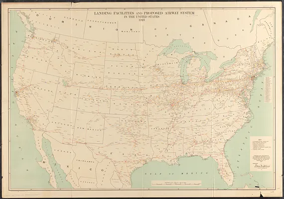 Landing facilities and proposed airway system in the United States, 1923