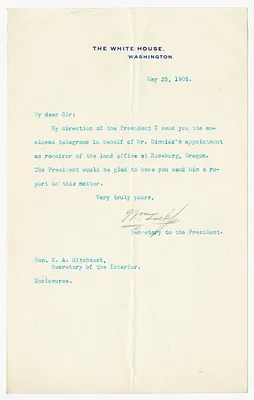 Letter from William Loeb to E. A. Hitchcock