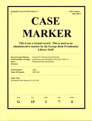 [Presidential Daily Backup] [1] 10/2/1991