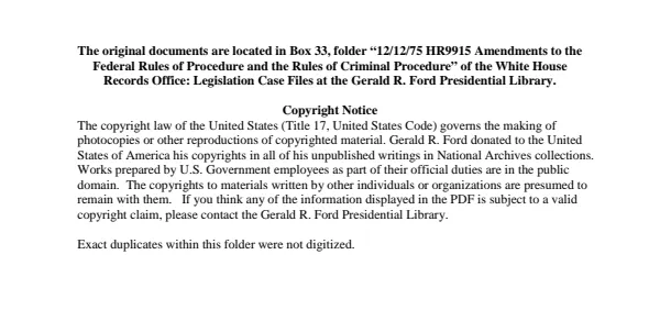 1975/12/12 HR9915 Amendments to the Federal Rules of Procedure and the Rules of Criminal Procedure