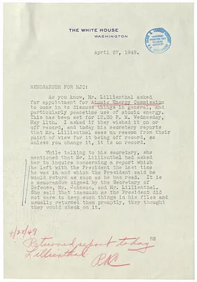 Memorandum from Roberta Barrows to Matthew Connelly