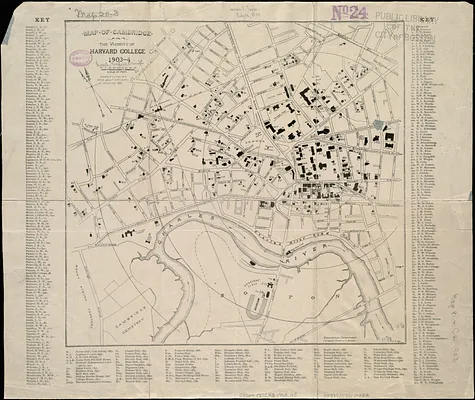 Map of Cambridge in the vicinity of Harvard College 1903-4