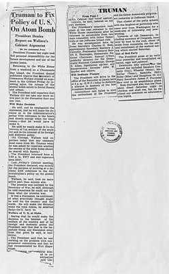 Letter and Telegram from Senator Kenneth McKellar to President Harry S. Truman with Related Material