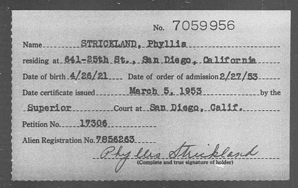 Strickland, Phyllis - 1953