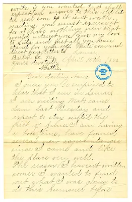 Letter from Mary Martha Truman to Nancy Bentley