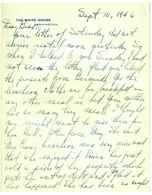 Letter from Harry S. Truman to Bess W. Truman