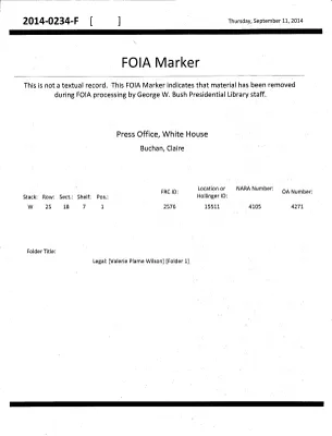 Legal: [Valerie Plame Wilson] [Folder 1]