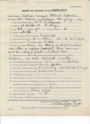 Accident report, May 15, 1918