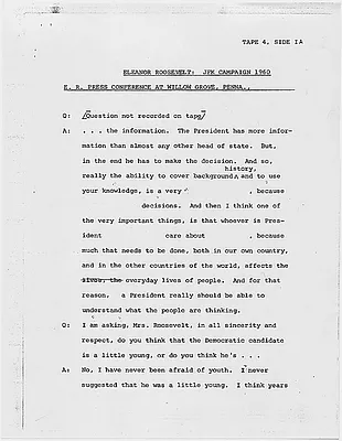 Press conference by Eleanor Roosevelt in Willow Grove, Pennsylvania