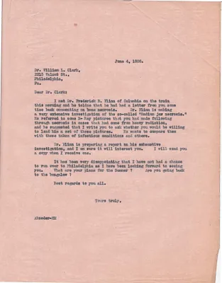 Letters Sent to Dr. William L. Clark, June 4, 1926