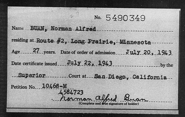Buan, Norman Alfred - 1943