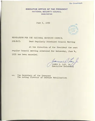 Memorandum from James S. Lay, Jr. to the National Security Council