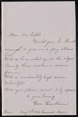 Rose Hawthorne Lathrop autograph note signed to Annie Adams Fields, [Concord], 5 May 1864