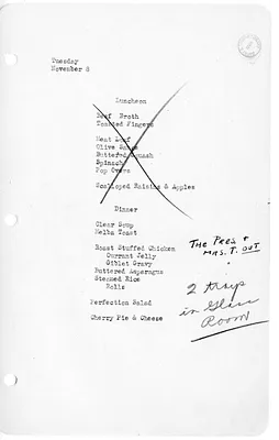 White House Luncheon and Dinner Menu