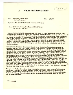 Cross Reference Memorandum