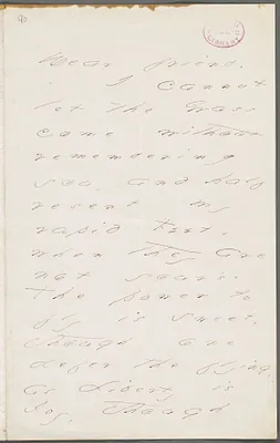 Emily Dickinson, Amherst, Mass., autograph letter to Mary Channing Higginson, early Spring 1877