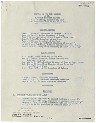 Minutes of the Twenty-Ninth Meeting of the National Security Council