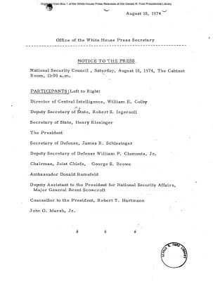 National Security Council Meeting Participants [Meeting Attendee List]