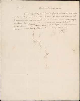 Letter from Thomas Jefferson, Monticello, to Mr. D. John Bankhead, 1824 September 24
