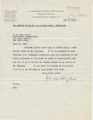 Letters Received to C.B. Lee, May 3, 1928