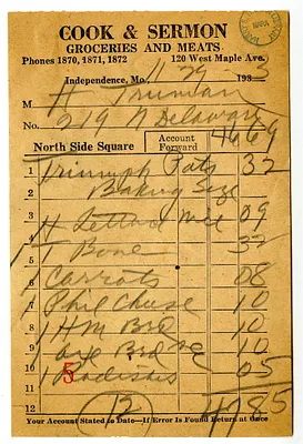 Bill from Cook & Sermon Grocery Company
