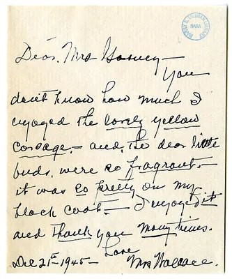Letter from Madge Gates Wallace to Victoria Geaney