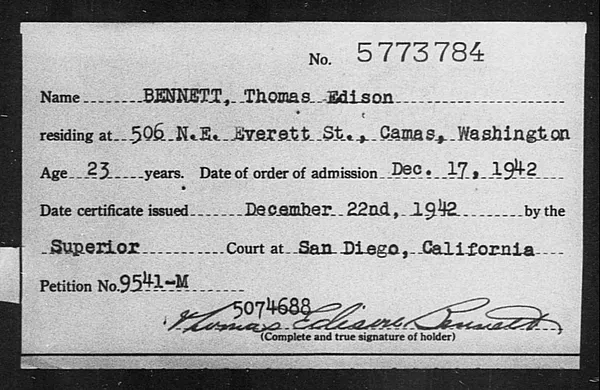 Bennett, Thomas Edison - 1942