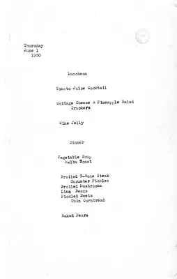 White House Luncheon and Dinner Menu