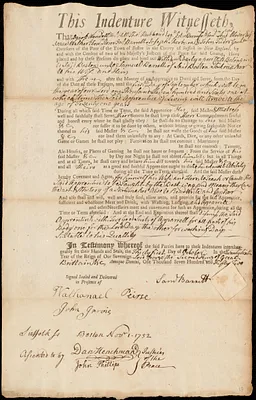William Darby indentured to apprentice with Samuel Barrett of Boston, 31 October 1752