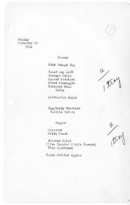 White House Dinner and Supper Menu