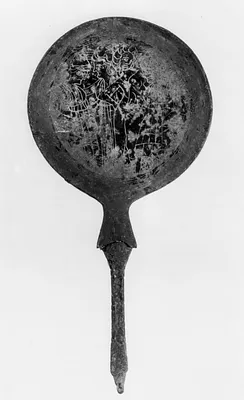 Mirror Engraved with a Woman, a Youth, and Two Men