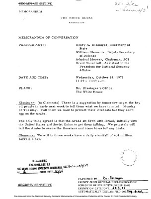 October 24, 1973 - Kissinger, Clements, Moorer