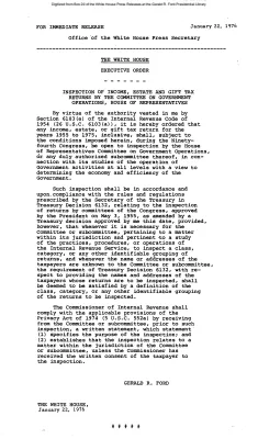 Executive Order, Inspection of Income, Estate and Gift Tax Returns by the Committee on Government Operations, House of Representatives [Executive Order]