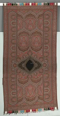 Long Shawl with Botehs, Black Center, and Lobed Arcades