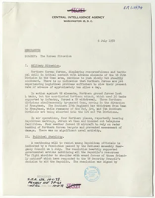 Memorandum from R. H. Hillenkoetter, Korean Situation
