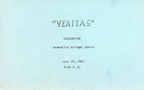 Granville Village School graduation program, 1961