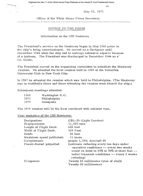 Information on History of the USS Monterey, a World War II Carrier Ship the President Served On [Fact Sheet]