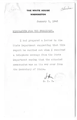 Memorandum from Samuel Rosenman to President Harry S. Truman, with Attachments