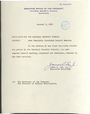 Memorandum from James S. Lay, Jr. to the National Security Council