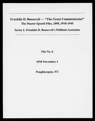 Poughkeepsie, New York (Speech File 6) of November 1, 1910