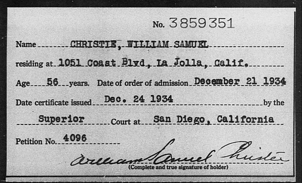 Christie, William Samuel - 1934