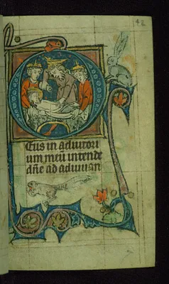 Leaf from Book of Hours: Vespers from Hours of the Virgin, Initial D with the Anointing of Christ's Body Before Entombment
