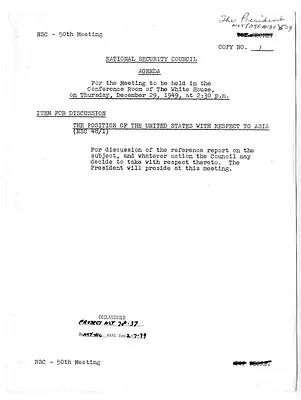 Agenda, Fiftieth Meeting of the National Security Council