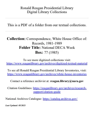 National DECA [Distributive Education Clubs of America] Week [1985]